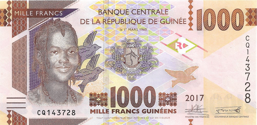 1.000 francs guinéens billets afrique 1 000 francs guineens