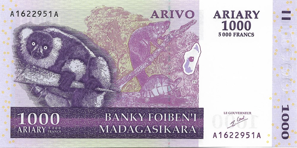 1.000 ariary billets afrique madagascar 1 000 ariary