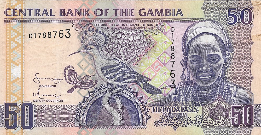 50 dalasis billets afrique gambie 50 dalasis