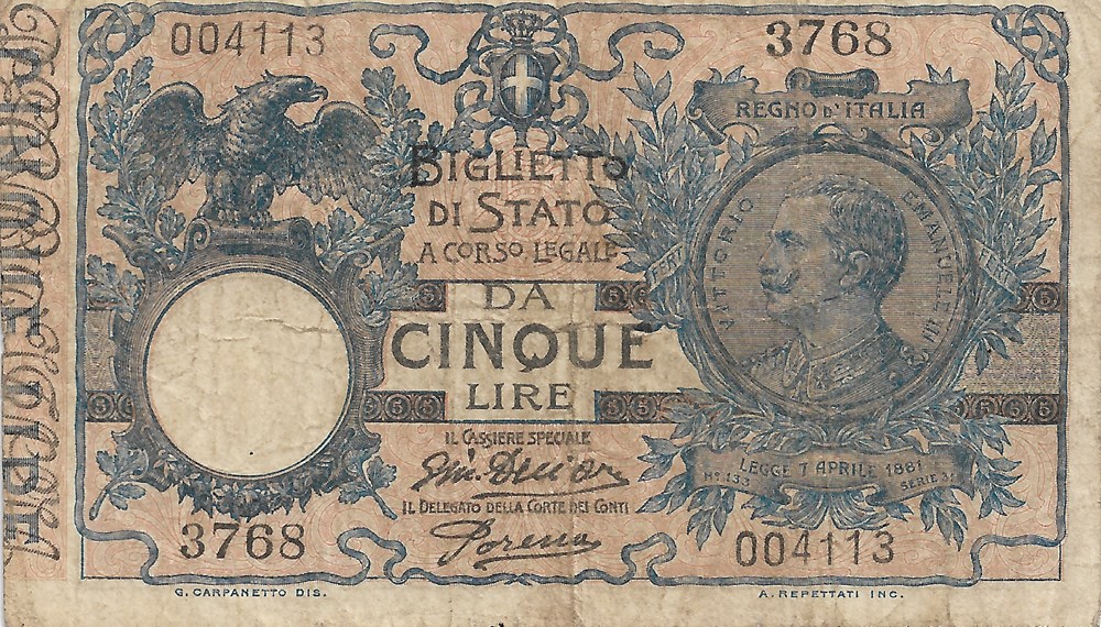 5 lires billets europe italie 5 lires