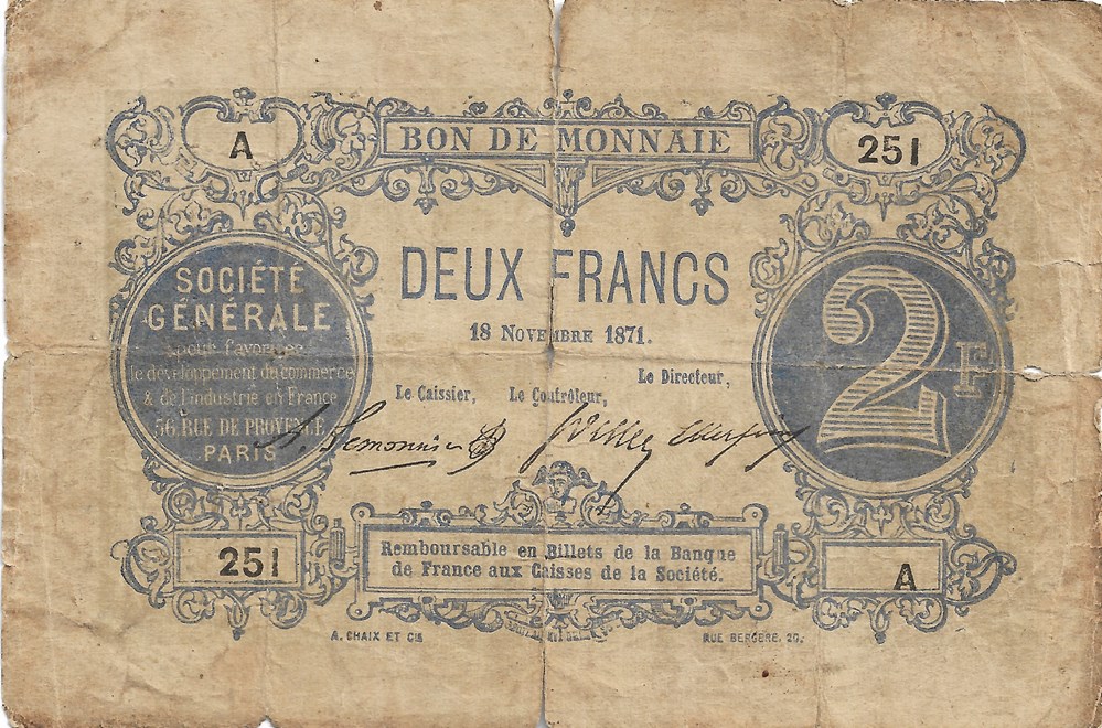 2 francs billets europe france 2 francs