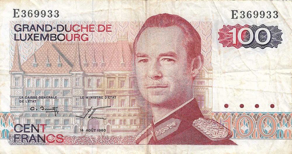 100 francs billets europe luxembourg 100 francs
