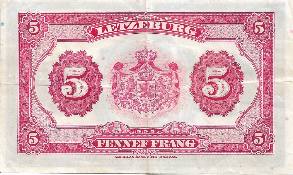 5 francs billets europe luxembourg 5 francs