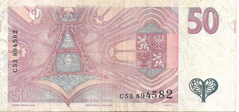 billets europe republique 50 couronnes tcheques