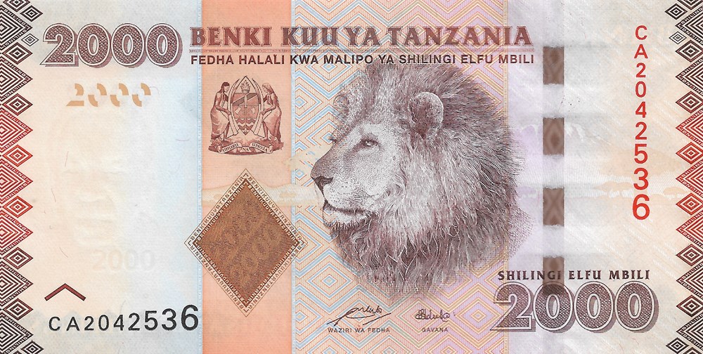 billets afrique tanzanie 2 000 shillings