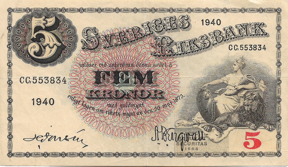 5 couronnes billets europe suede 5 couronnes
