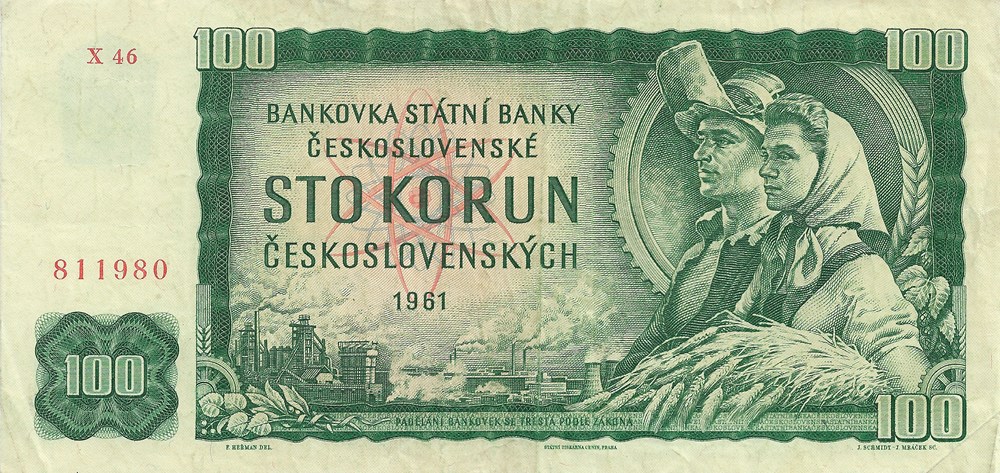 100 couronnes tchécoslovaques billets europe tchecolovaquie 100 couronnes tchecoslovaques
