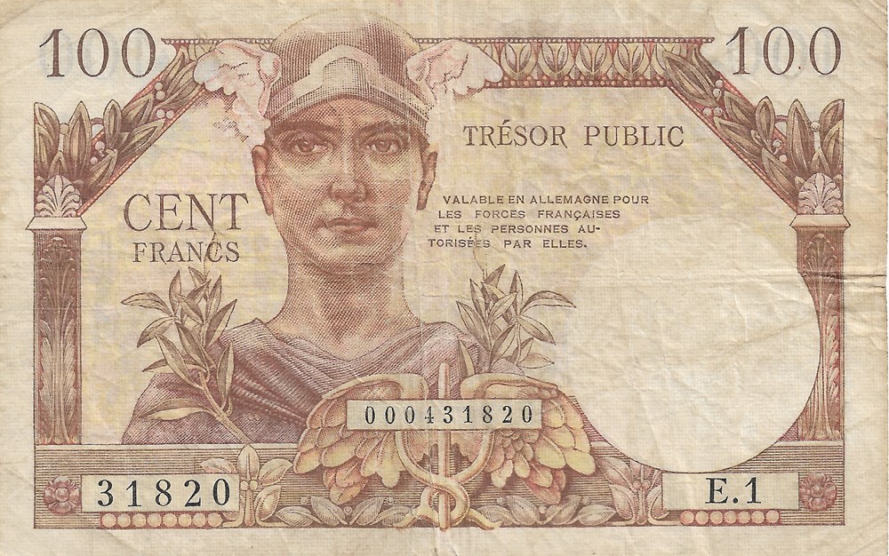 100 francs billets europe france 100 francs