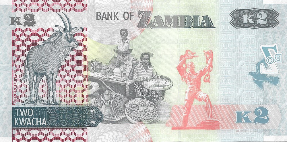 2 kwacha billets afrique zambie 2 kwacha
