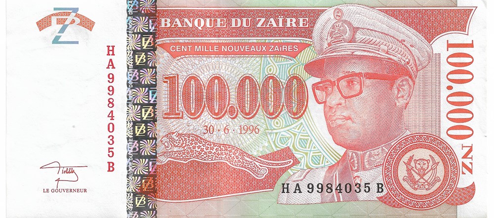 100.000 nouveaux zaïres billets afrique 100 000 nouveaux zaires