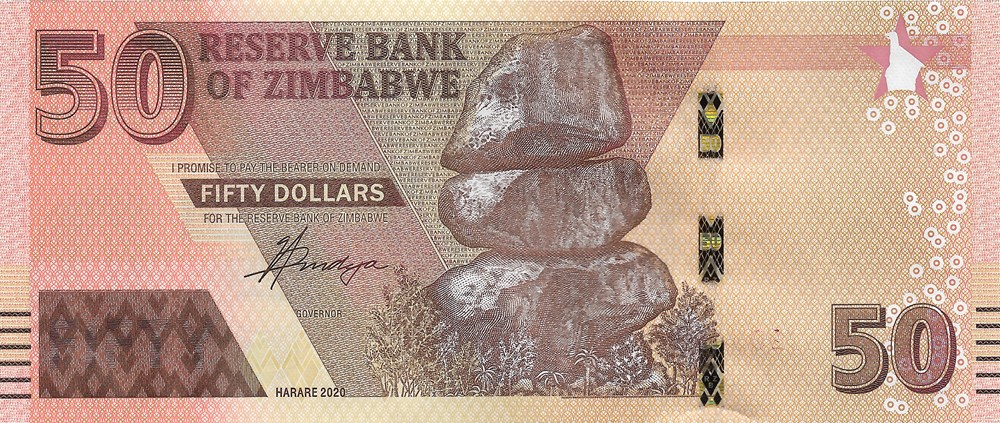 50 dollars RTGS billets afrique zimbabwe 50 dollars rtgs