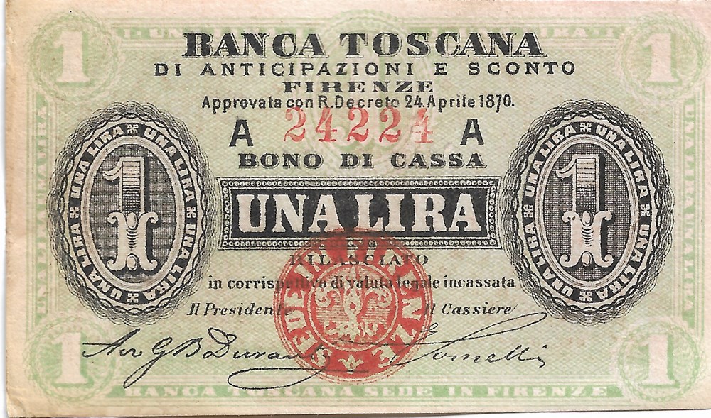 1 lire billets europe italie 1 lire