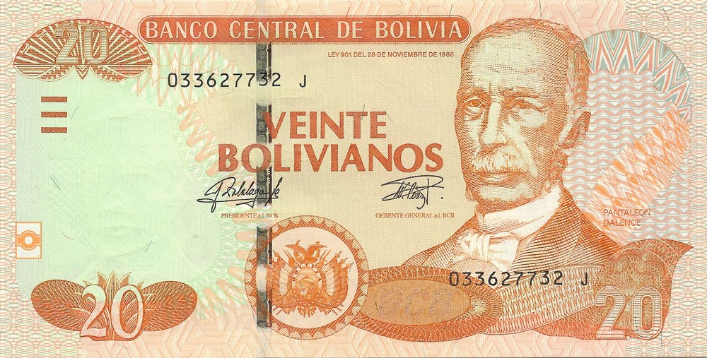 20 bolivianos billets amerique du sud bolivie 20 bolivianos