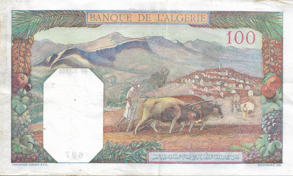 100 francs billets afrique algerie 100 francs