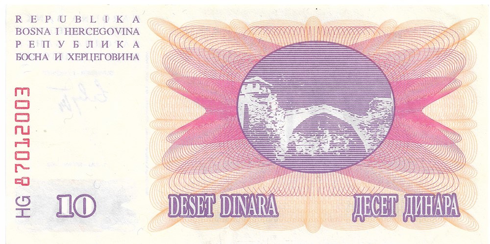 10 dinars billets europe bosnie herzegovine 10 dinars