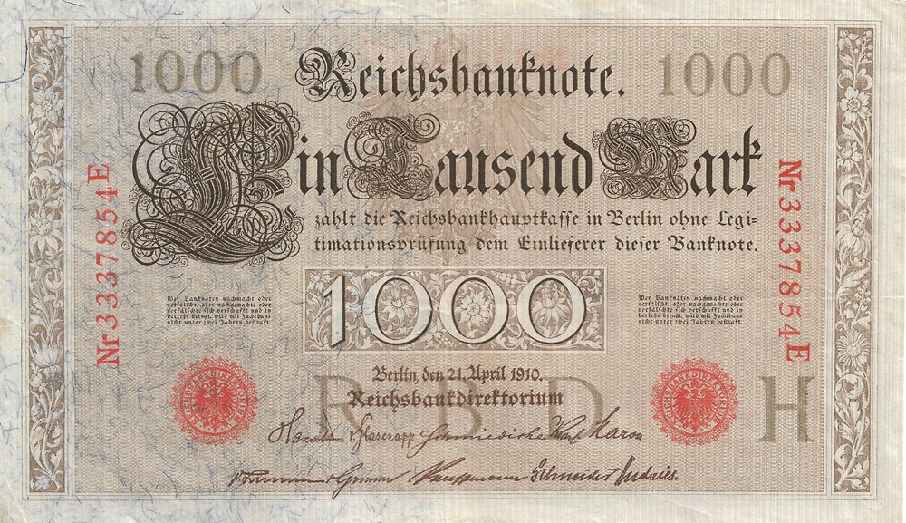 1.000 marks billets europe allemagne 1 000 marks
