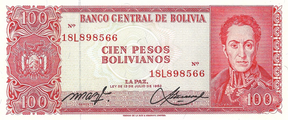 100 pesos boliviens billets amerique du sud 100 pesos boliviens