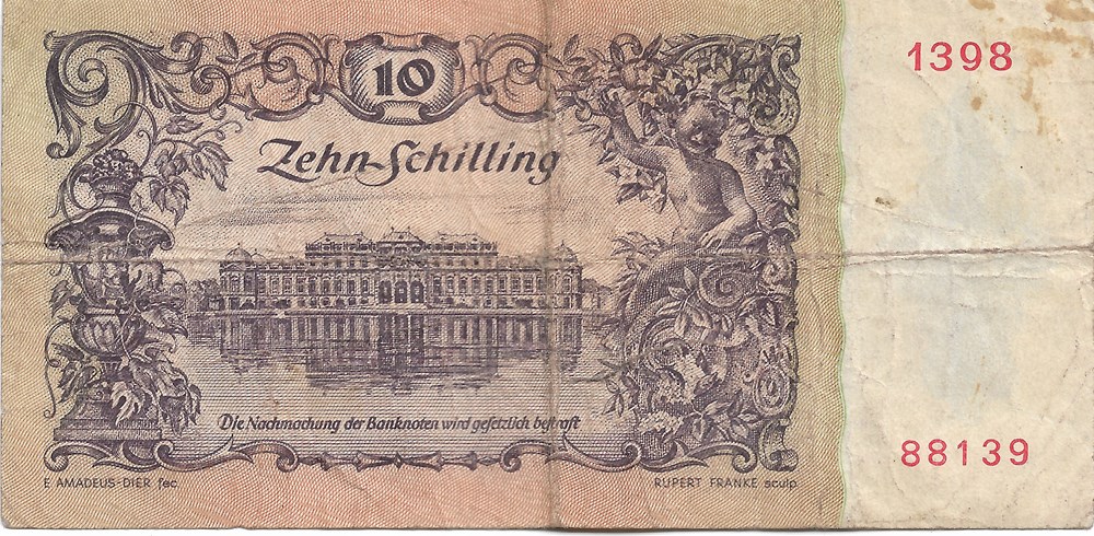 10 schillings billets europe autriche 10 schillings