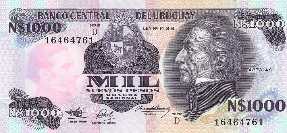 1.000 nouveaux pesos billets amerique du sud uruguay 1 000 nouveaux pesos