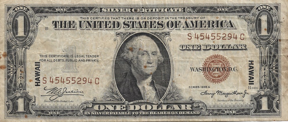 1 dollar surimprimé Hawaii billets amerique du nord etats unis 1 dollar surimprime hawaii