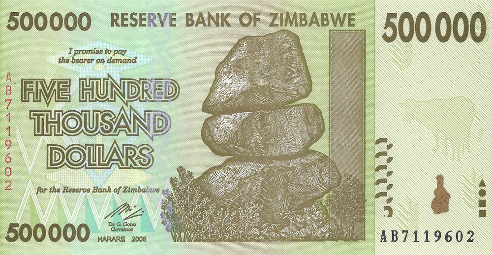 500.000 dollars billets afrique zimbabwe 500 000 dollars