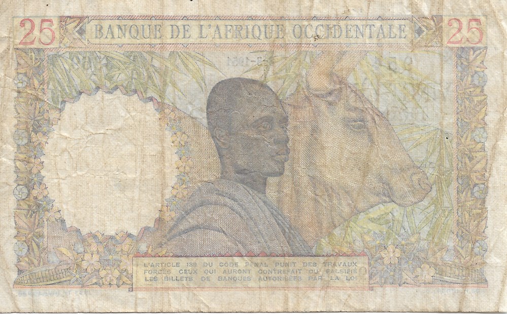 25 francs billets afrique de l ouest 25 francs