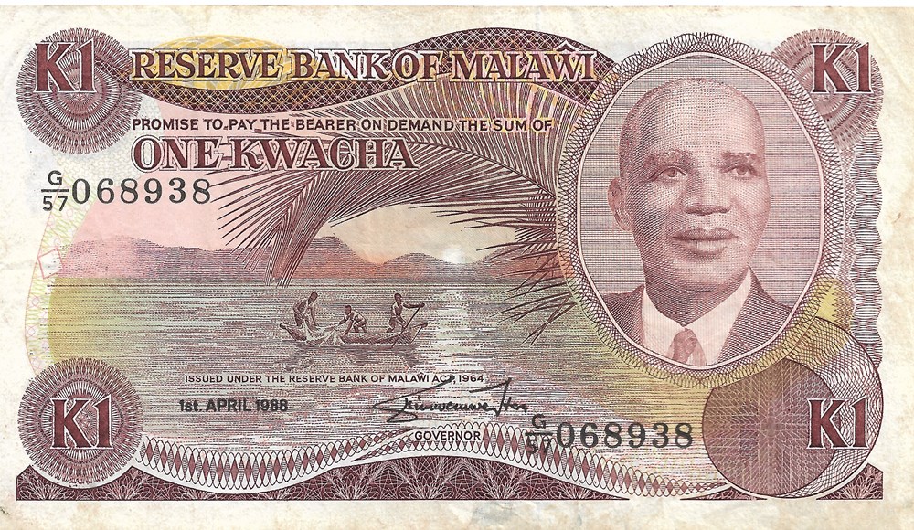 1 kwacha billets afrique malawi 1 kwacha