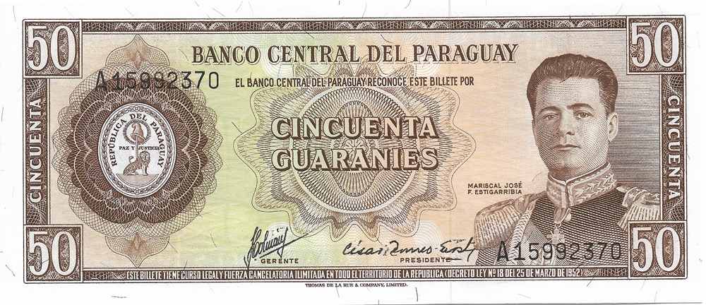 billets amerique du sud paraguay 50 guaranis