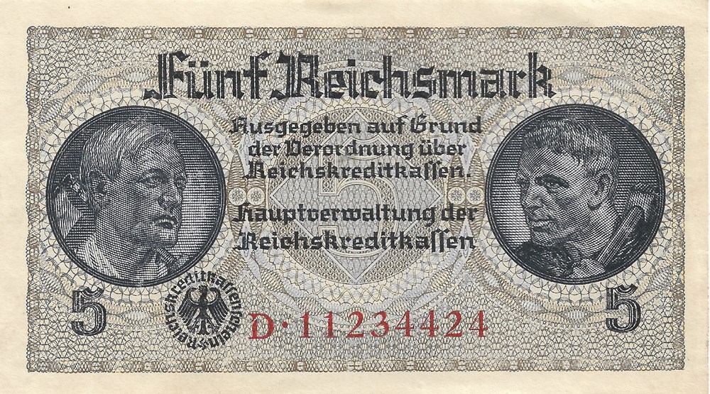 5 reichsmarks billets europe allemagne 5 reichsmarks