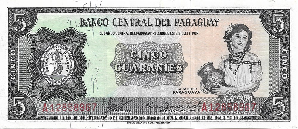 5 guaranis billets amerique du sud paraguay 5 guaranis