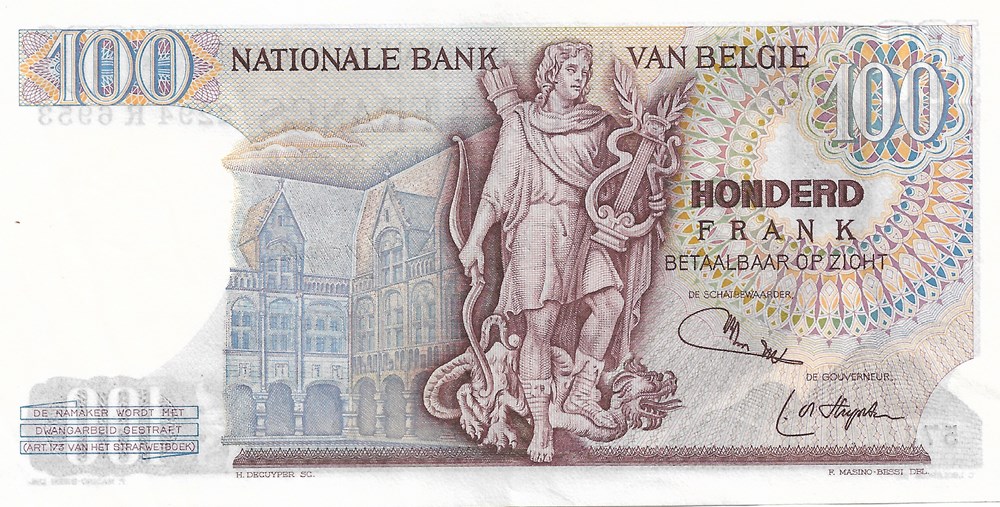100 francs billets europe belgique 100 francs