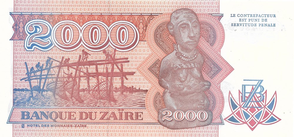 2.000 zaïres billets afrique 2 000 zaires