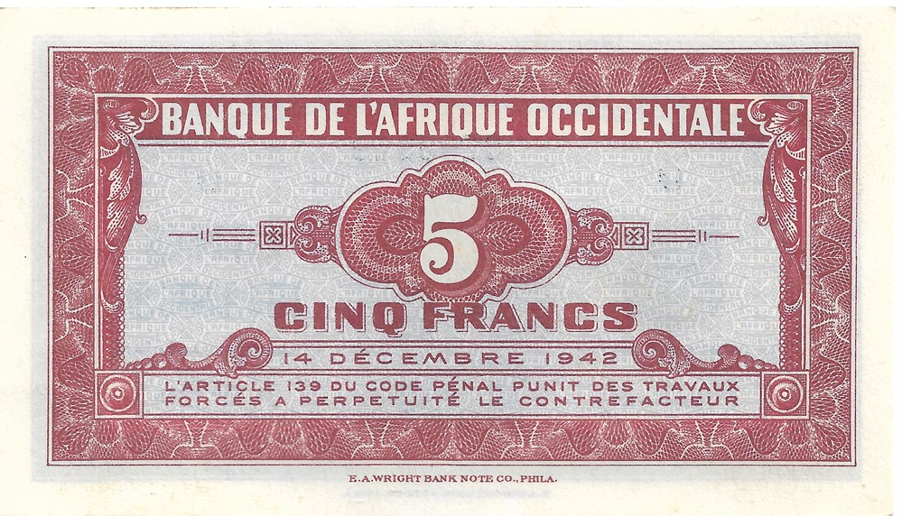 billets afrique de l ouest 5 francs