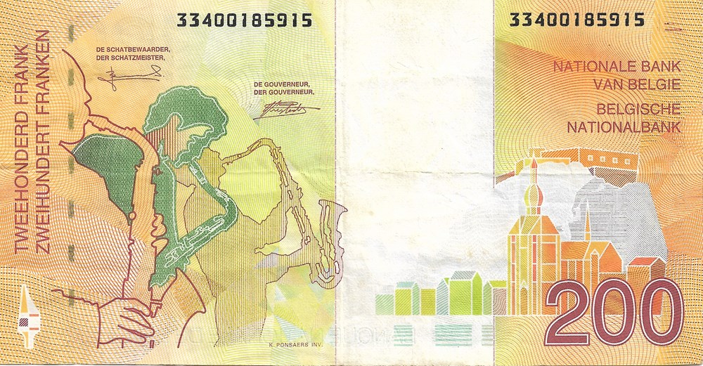 billets europe belgique 200 francs