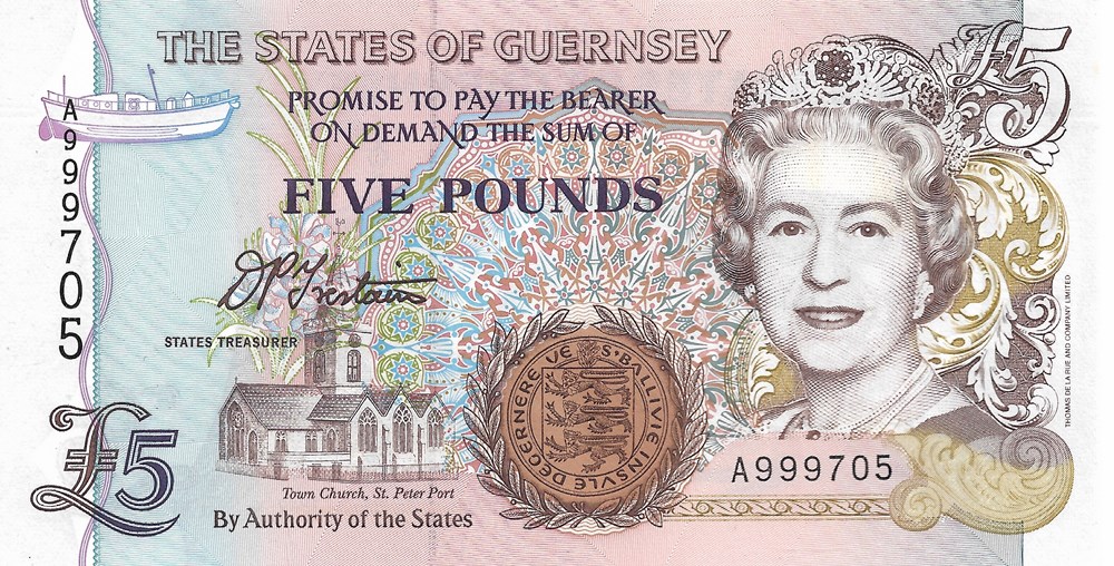 5 livres billets europe guernesey 5 livres