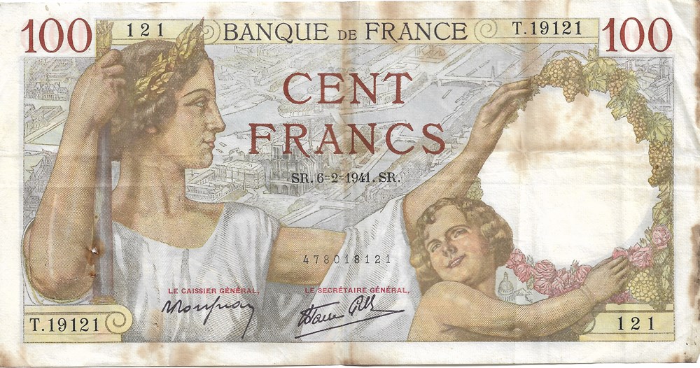 billets europe france 100 francs