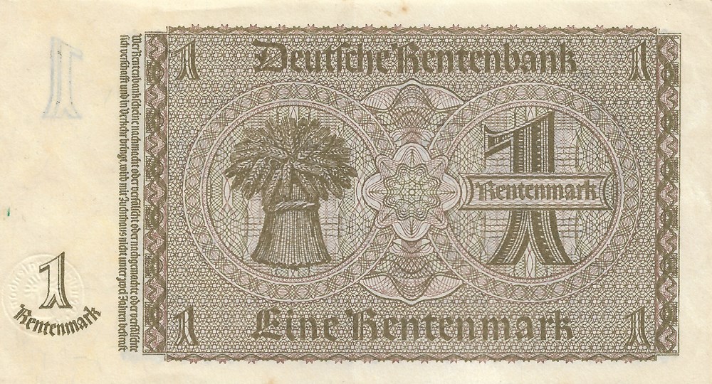 1 rentenmark billets europe allemagne 1 rentenmark