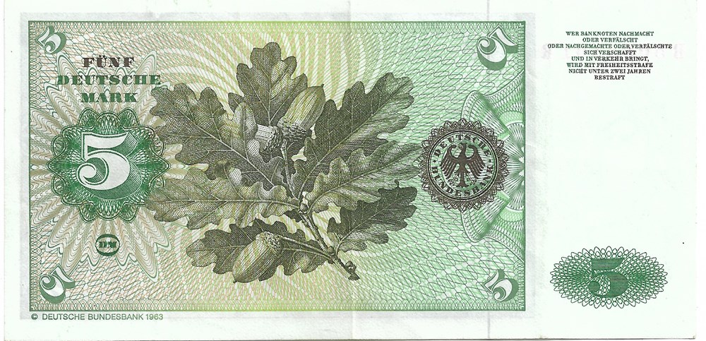 5 deutsche marks billets europe allemagne 5 deutsche marks