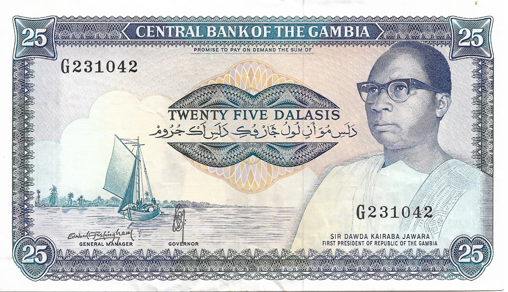 25 dalasis billets afrique gambie 25 dalasis