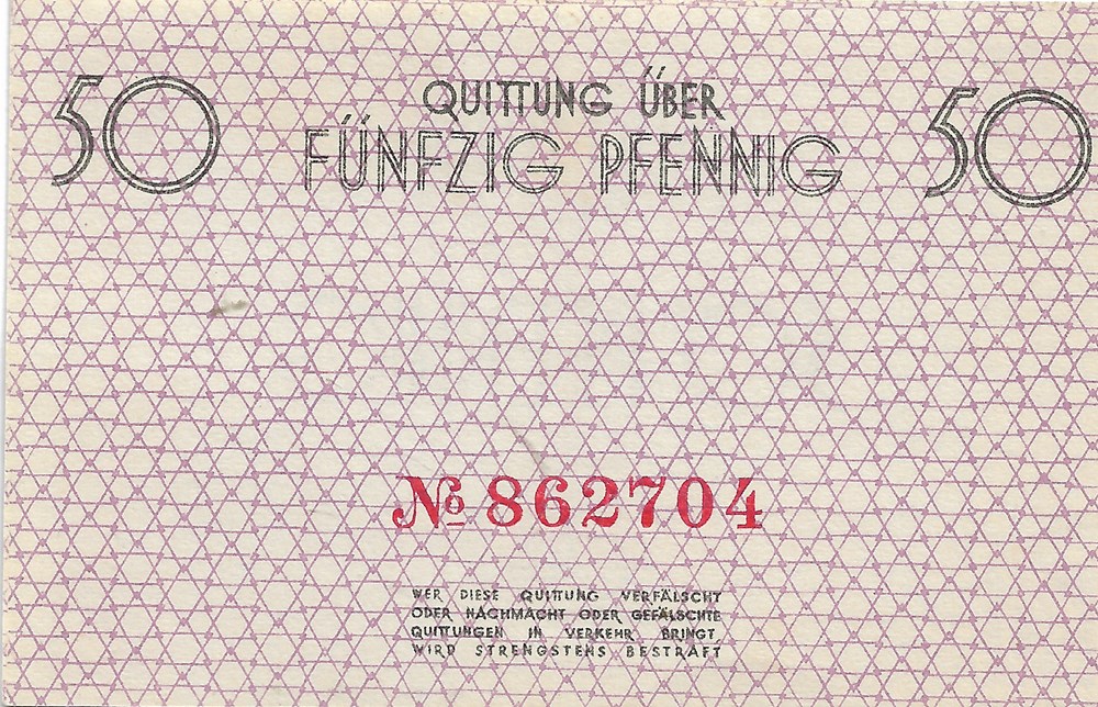 billets europe pologne 50 pfennigs