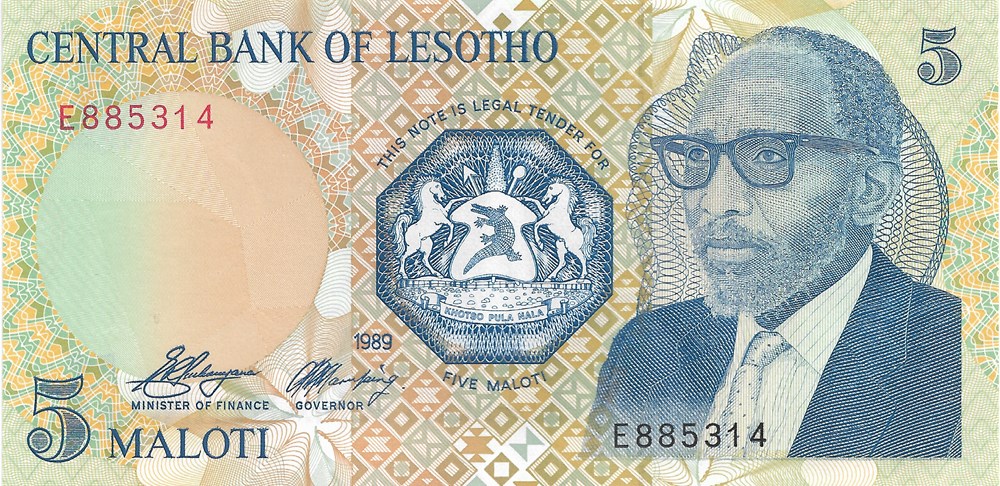 5 maloti billets afrique lesotho 5 maloti