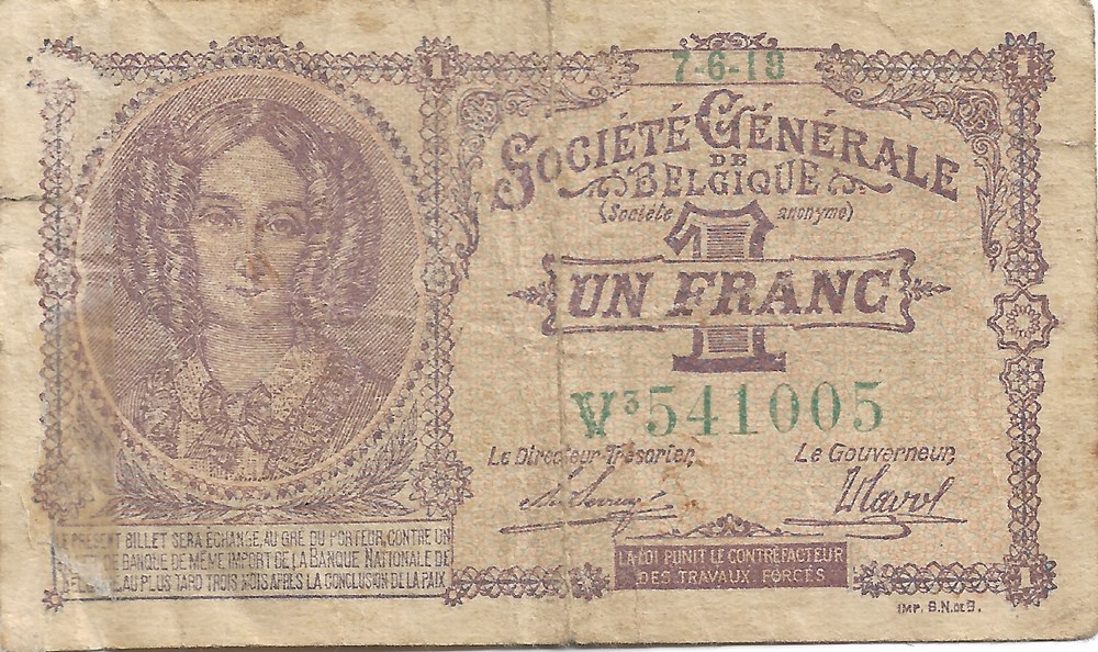 1 franc billets europe belgique 1 franc
