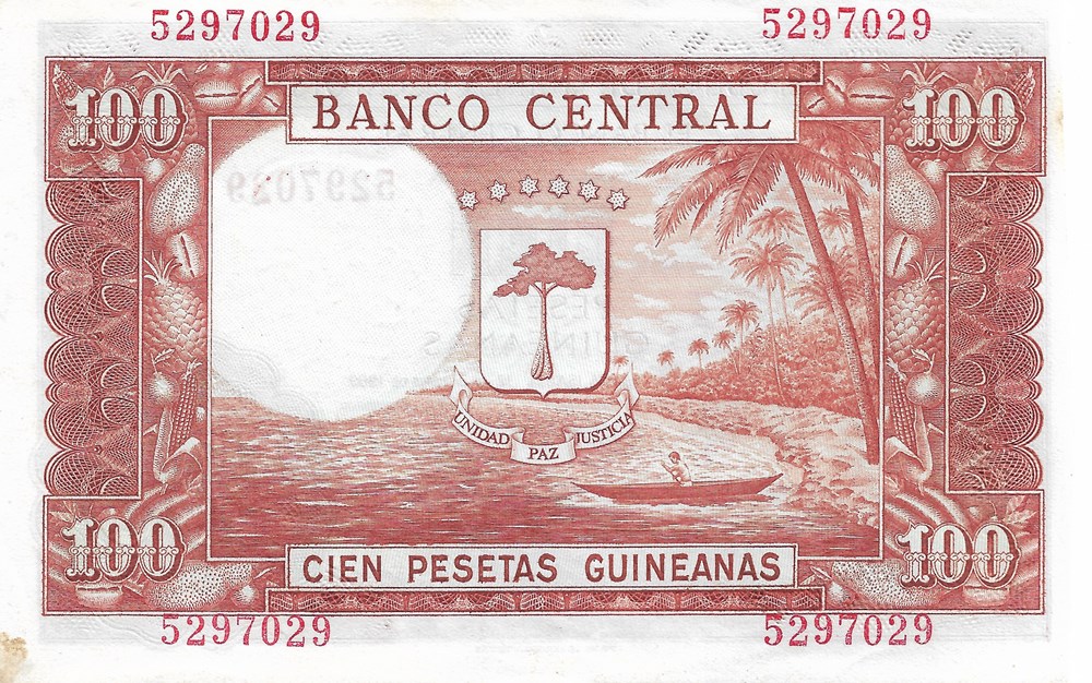 100 pesetas guinéennes billets afrique equatoriale 100 pesetas guineennes