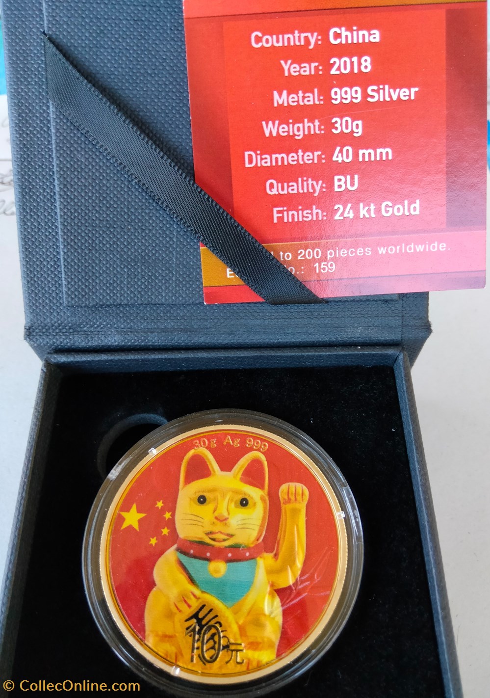 China. 10 Yuan 2018 Silver Panda Lucky Cat Gold Gilded - 30g monedas lingotes bullion moneda plata china 10 yuan 2018 silver panda lucky cat gold gilded 30g