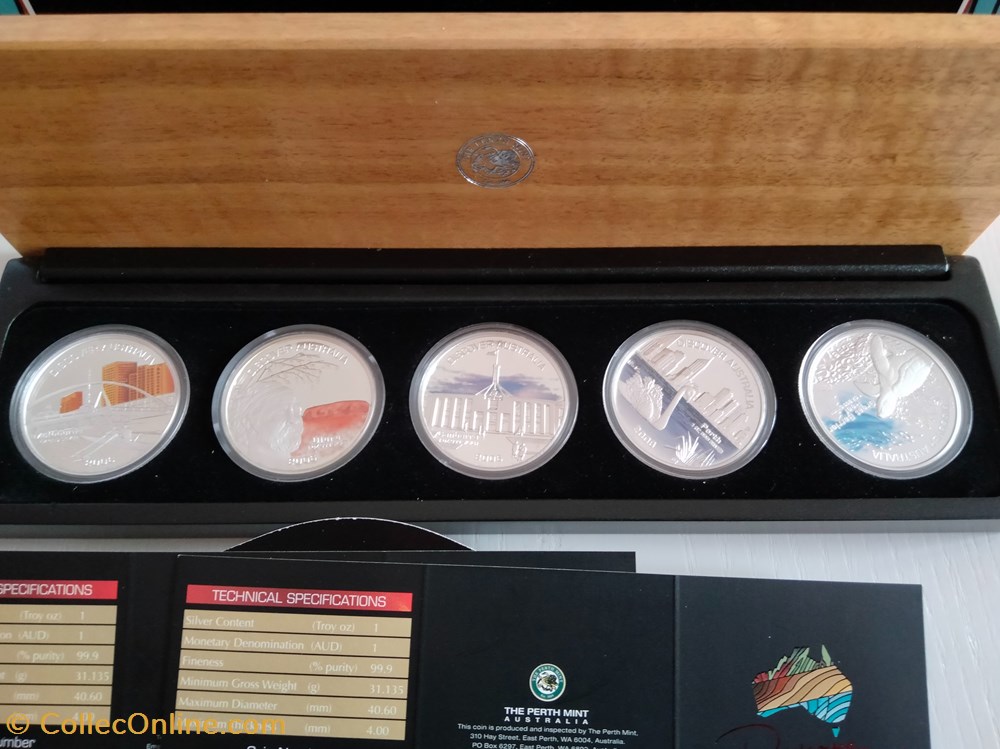 Australia. 1 Dollar 2006 Discover Australia - 5 x 1 Oz monedas lingotes y bullion moneda de plata australia 1 dollar 2006 discover australia 5 x 1 oz