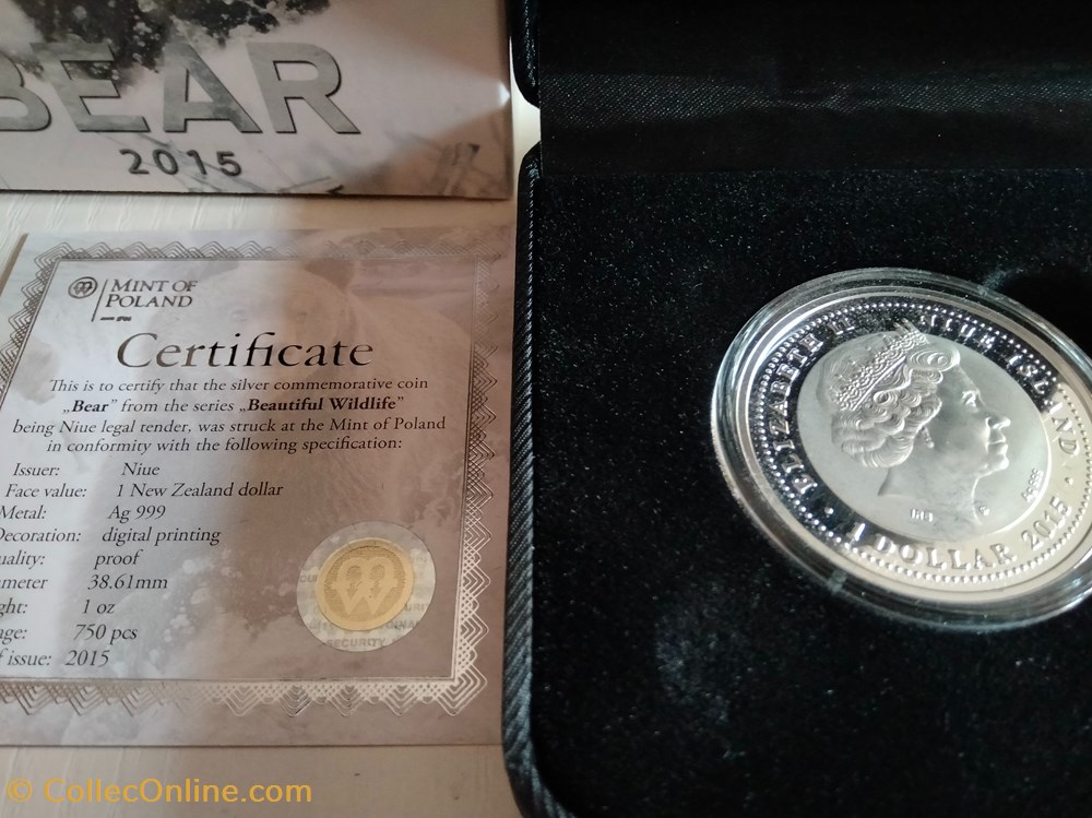 Niue. 1 Dollar 2015 Bear - Beautiful Wildlife Series - 1 Oz monedas lingotes y bullion moneda de plata niue 1 dollar 2015 bear beautiful wildlife series 1 oz