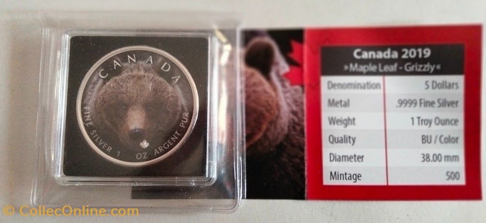Canadá. 5 Dollars 2019 - Canadian Wildlife - Polar Bear & Grizzly Bear - 2 x 1 Oz monedas lingotes bullion moneda de plata canada 5 dollars 2019 canadian wildlife polar bear grizzly bear 2 x 1 oz