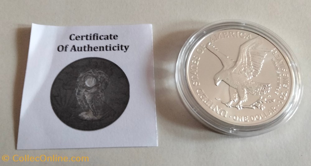 Estados Unidos. 1 Dollar 2021 - American Eagle - "Astronaut" - Colorized - 1 Oz with COA monedas lingotes y bullion moneda de plata estados unidos 1 dollar 2021 american eagle astronaut colorized 1 oz with coa