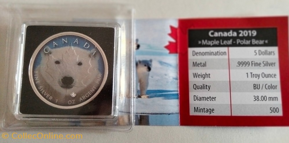 Canadá. 5 Dollars 2019 - Canadian Wildlife - Polar Bear & Grizzly Bear - 2 x 1 Oz monedas lingotes bullion moneda de plata canada 5 dollars 2019 canadian wildlife polar bear grizzly bear 2 x 1 oz