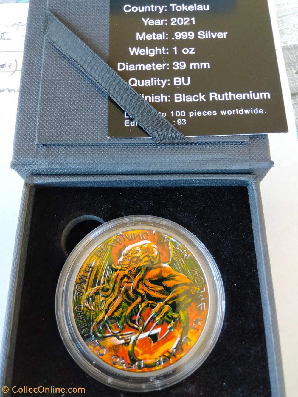 Tokelau. 2 Dollars 2021 The Great Old One: Cthulhu Black Ruthenium Burning - 1 oz monedas lingotes y bullion moneda de plata tokelau 2 dollars 2021 the great old one cthulhu black ruthenium burning 1 oz